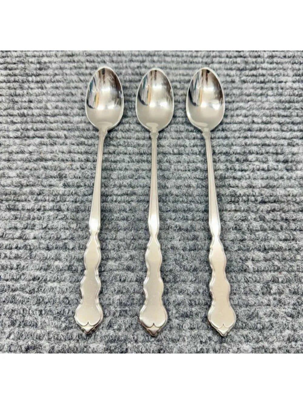 Lot Of 3 Oneida VALERIE Iced Tea Spoons Teaspoon Distinction Deluxe HH Stainless